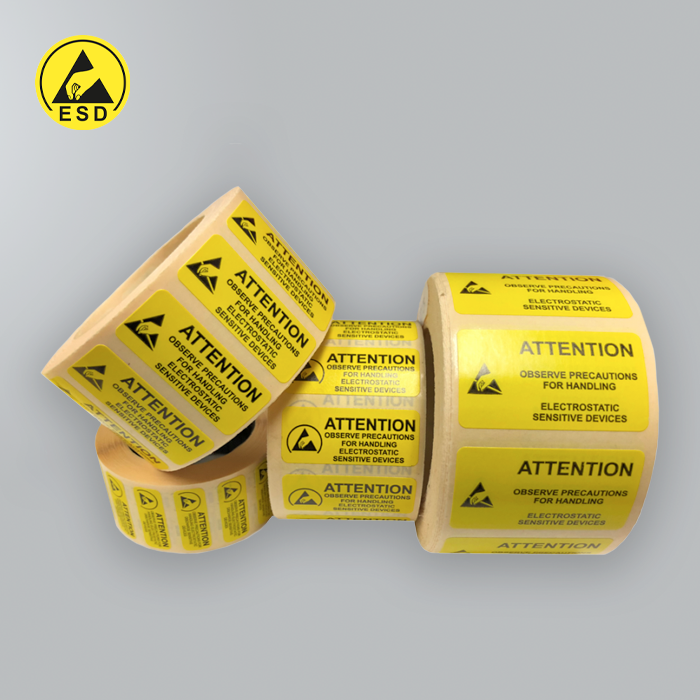 Attention Label with & without Arc (1000/roll) ESD