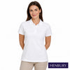 Ladies Microfine Cotton Pique Polo Shirt - model wearing the white Henbury ladies microfine polo