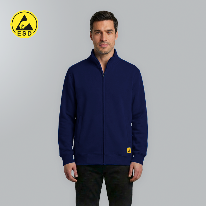 ESD Sweatshirt Full Zip, Terry Lined (Navy Blue) - UNISEX