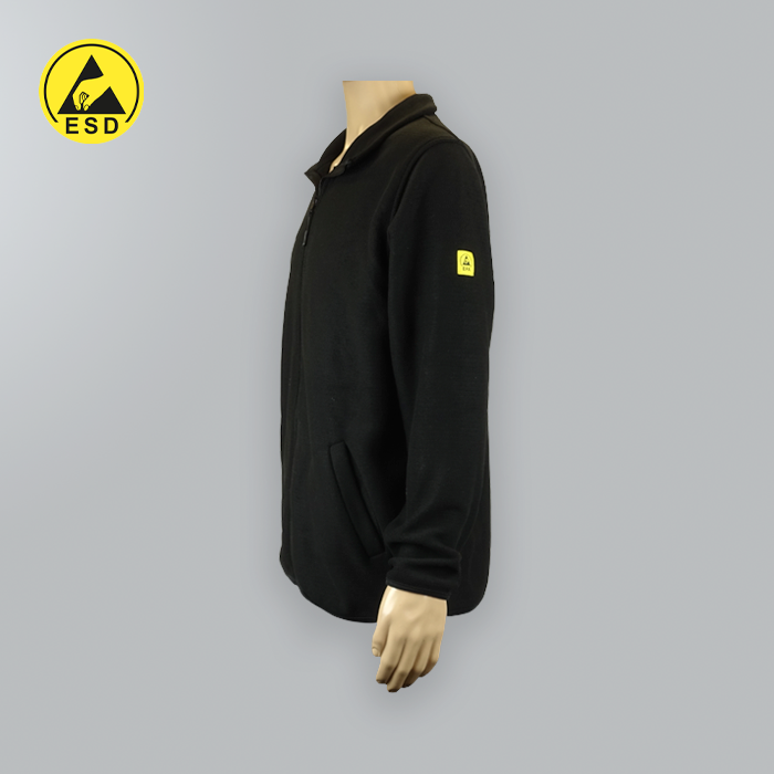 ESD Fleece Jacket BLACK (Full Zip) LOGO ON SLEEVE