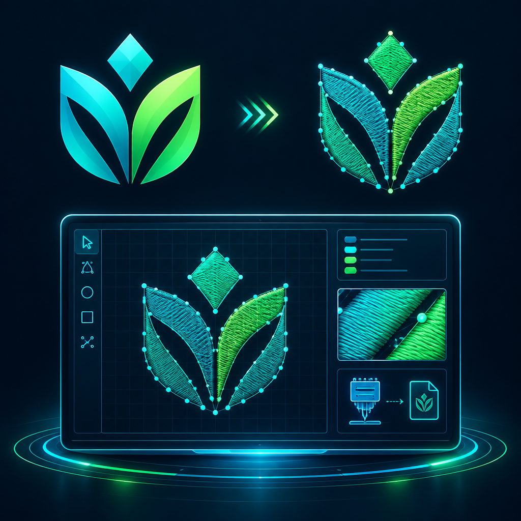 Futuristic logo setup service graphic