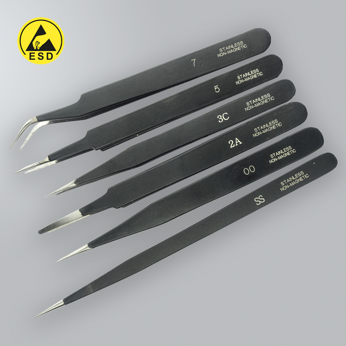 ESD TWEEZER SET SS, OO, 2A, 3C, 5, 7 (G-HT-SET06-E)