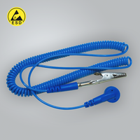 Cable en espiral AZUL: perno a conector tipo banana de 10 mm (1,8 m) ESD