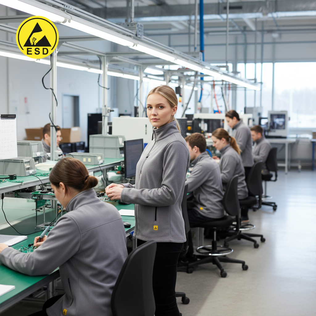 Grey ESD Fleece Jacket integrated scene