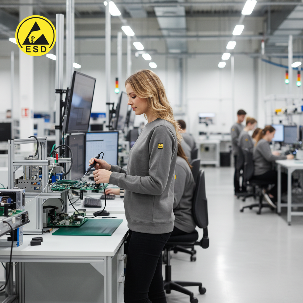 Grey ESD Sweatshirt Fleece Lined integrated scene