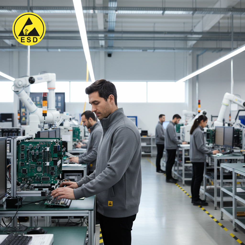 Grey ESD Sweatshirt Full Zip Terry Lined integrated scene