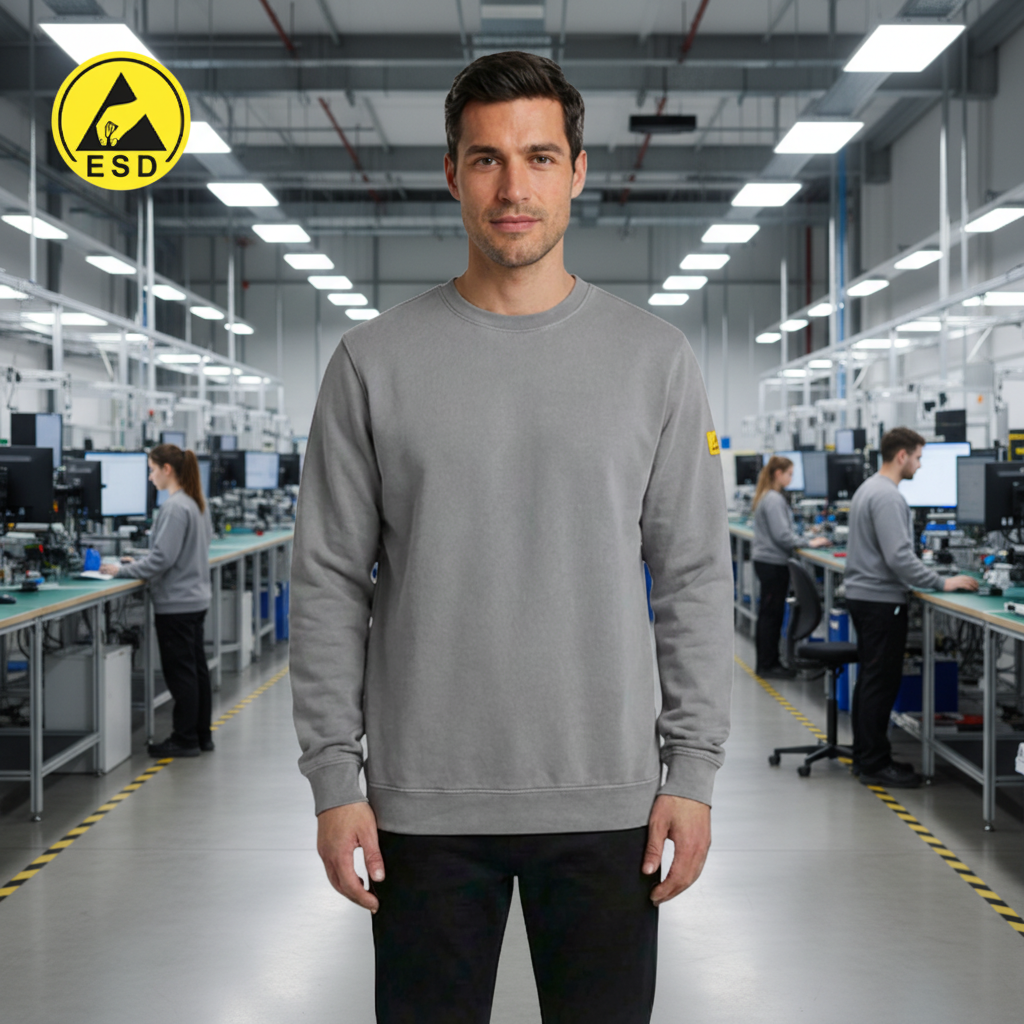 Grey ESD Sweatshirt Terry Lined frontal view