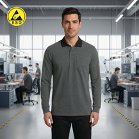 HEAVY DUTY ESD Polo Shirt Long Sleeve (Grey) - UNISEX