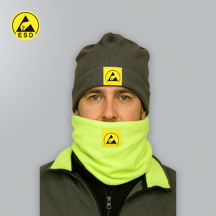 Bonnet / écharpe polaire ESD (96 % polyester, 4 % fibre conductrice)