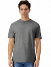 Model wearing the Light Cotton Adult T-Shirt in Graphite Heather, palette matched