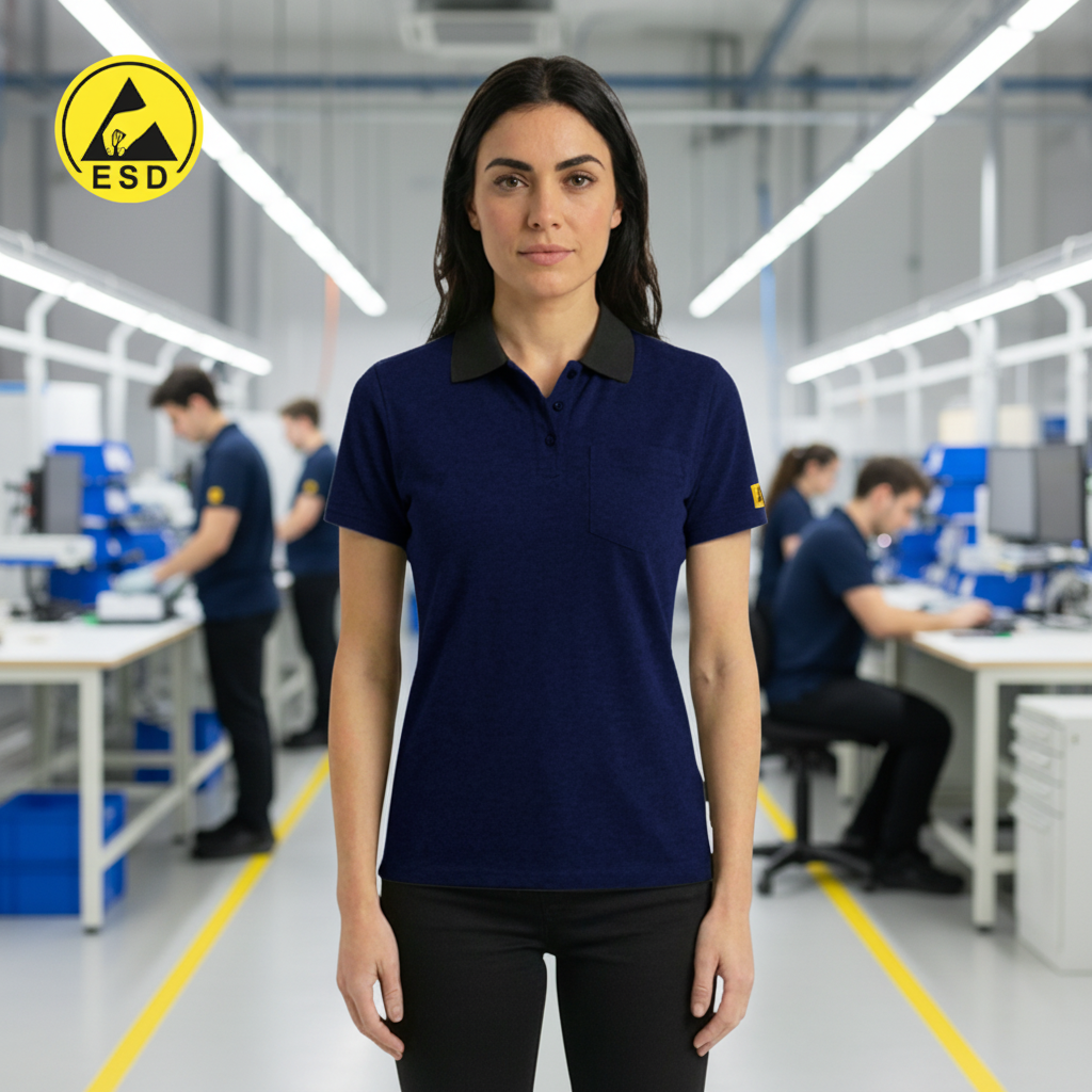 Navy Blue ESD Polo Shirt frontal view