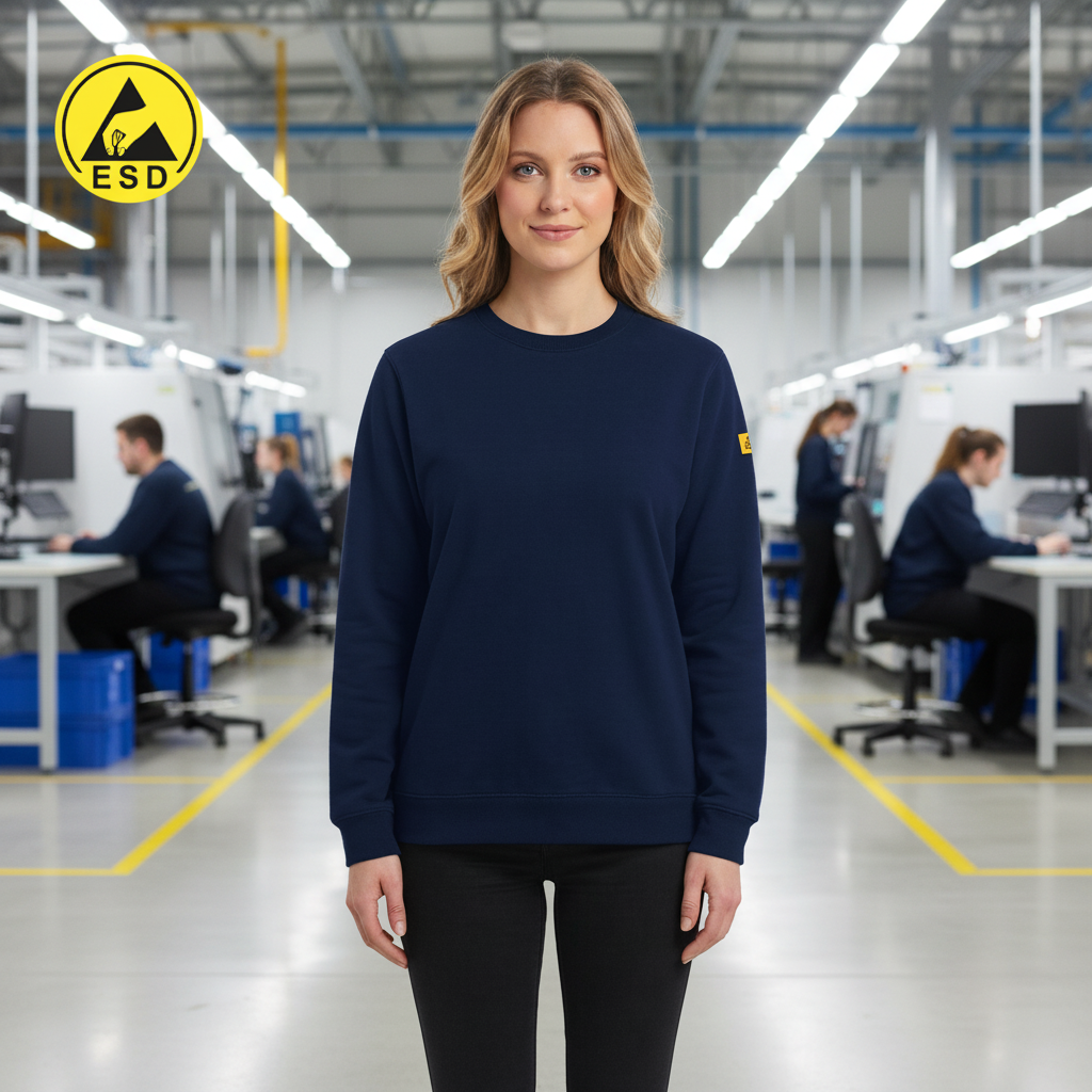 Navy Blue ESD Sweatshirt Fleece Lined frontal view