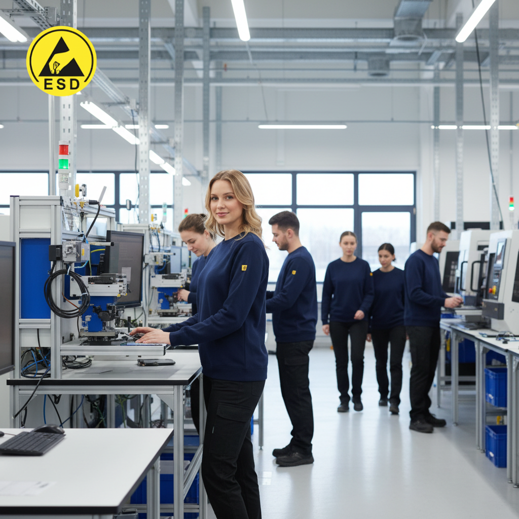 Navy Blue ESD Sweatshirt Fleece Lined integrated scene