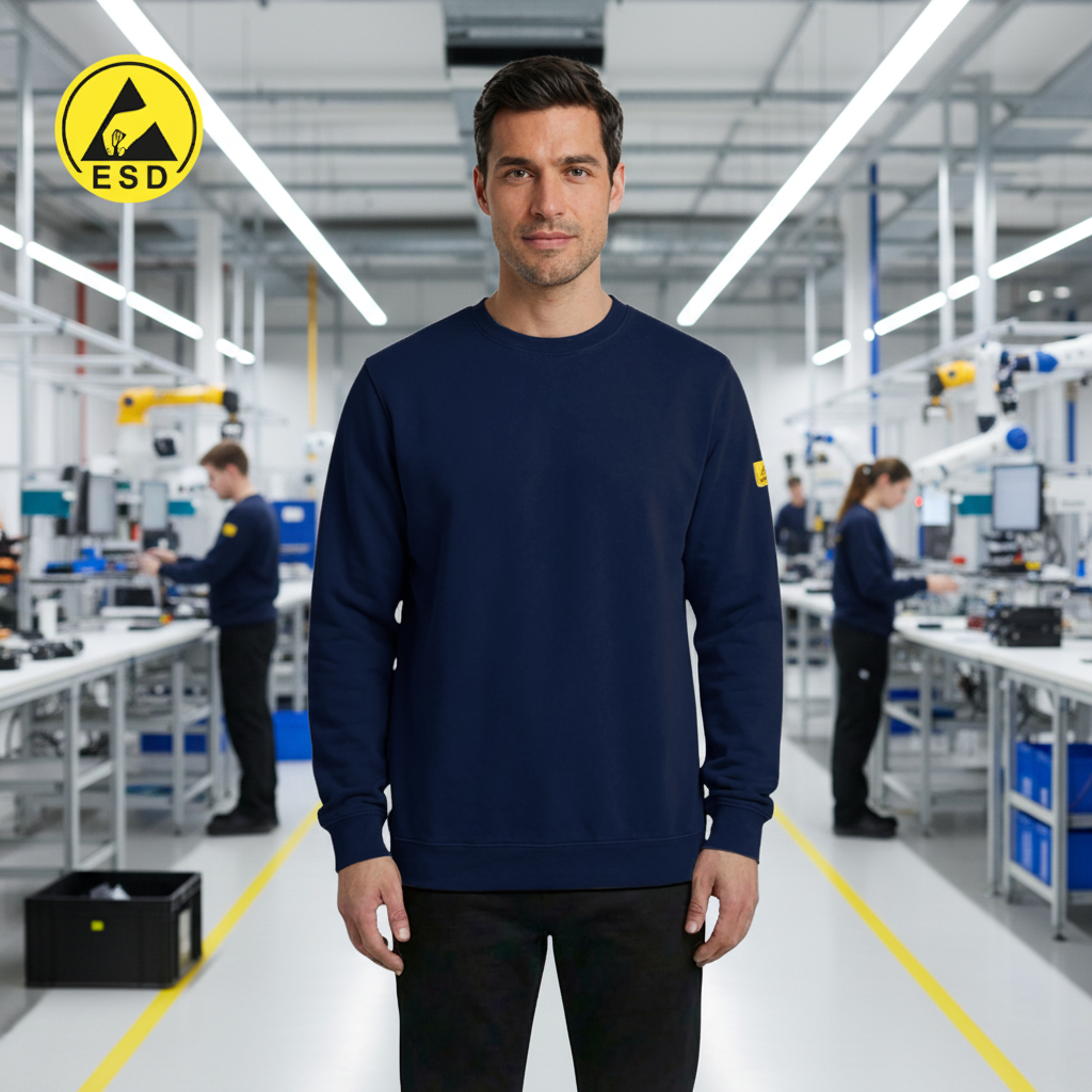 Navy Blue ESD Sweatshirt Terry Lined frontal view