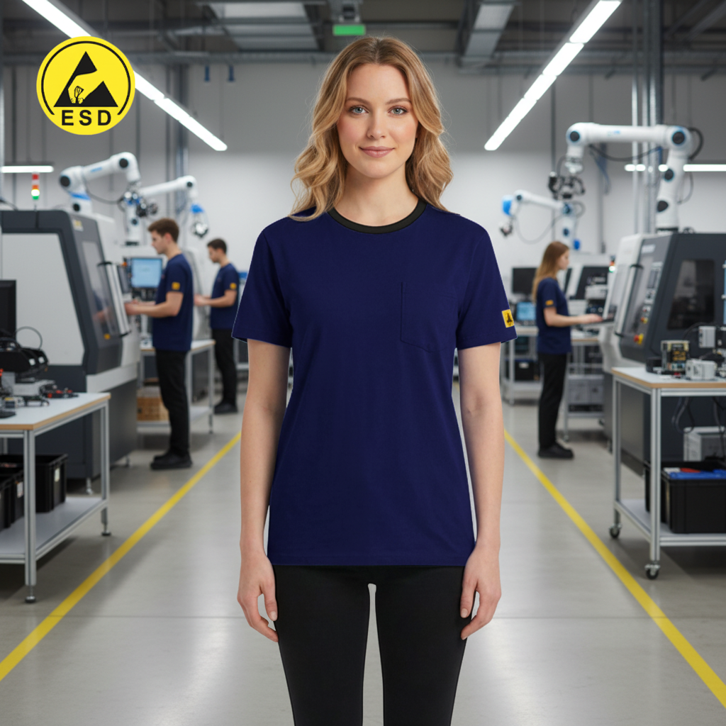 Navy Blue ESD T-shirt frontal view