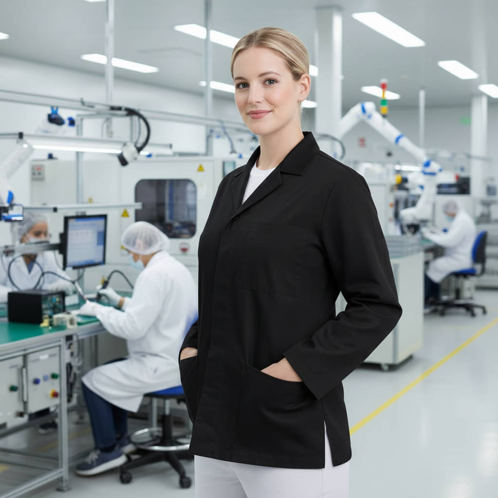 Premium Black Lab Jacket Side View with Slit