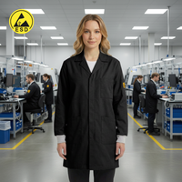 PREMIUM ESD Lab Coat with Cuff (Black) - UNISEX