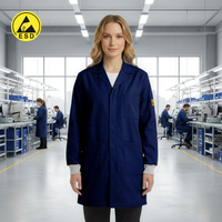 PREMIUM ESD Lab Coat with Cuff (Navy Blue) - UNISEX