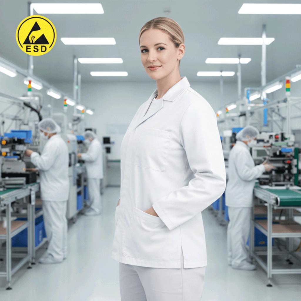 Premium ESD Lab Jacket with Side Slit Detail