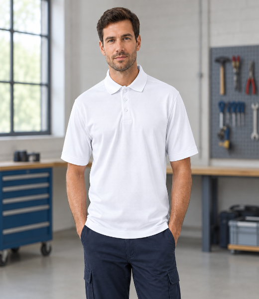 Reframed white polo model image