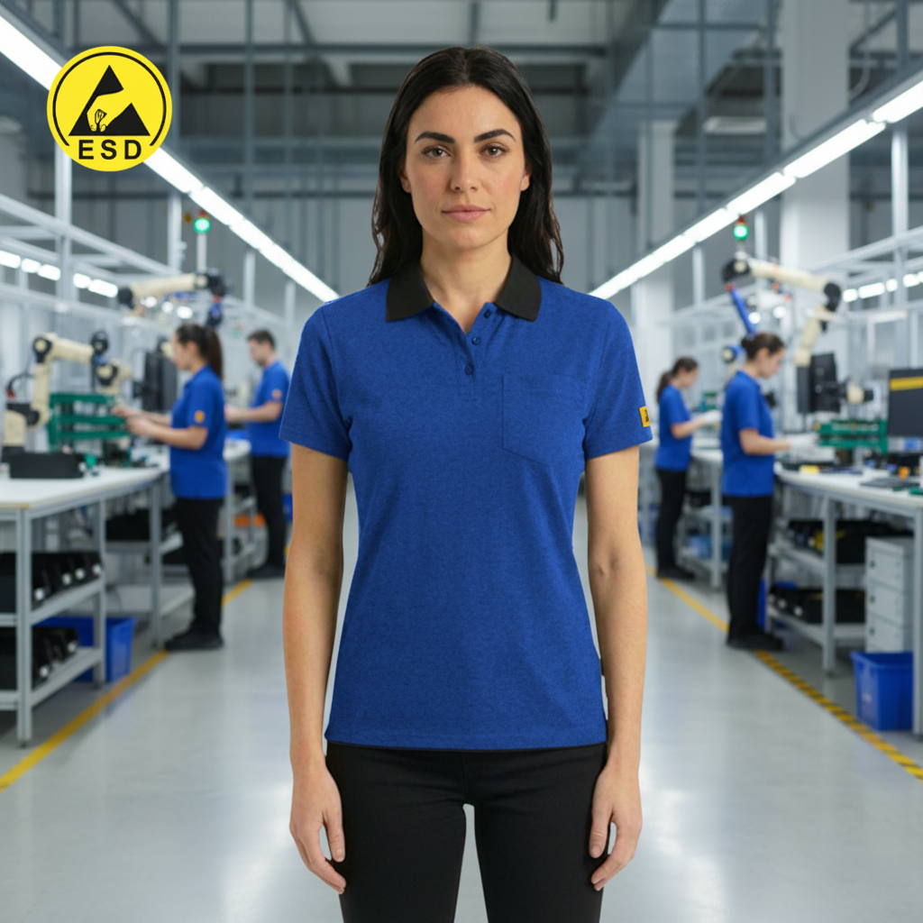 Royal Blue ESD Polo Shirt frontal view