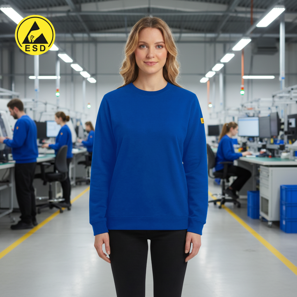 Royal Blue ESD Sweatshirt Fleece Lined frontal view