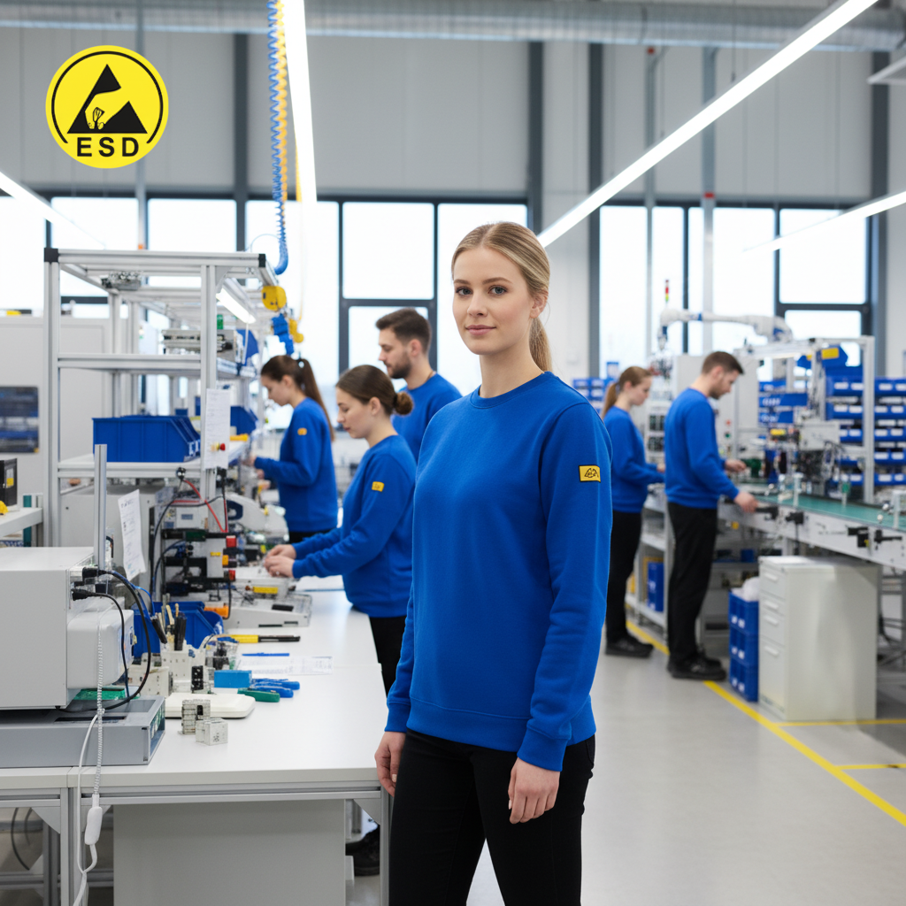 Royal Blue ESD Sweatshirt Fleece Lined integrated scene