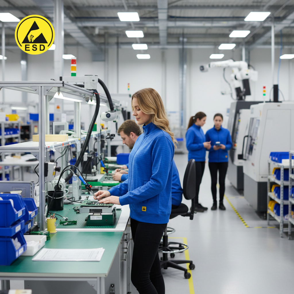 Royal Blue ESD Sweatshirt Full Zip Fleece Lined integrated scene