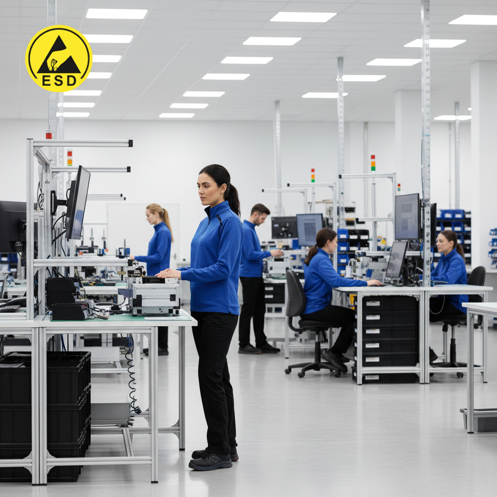 Royal Blue ESD Sweatshirt Half Zip Fleece Lined integrated scene