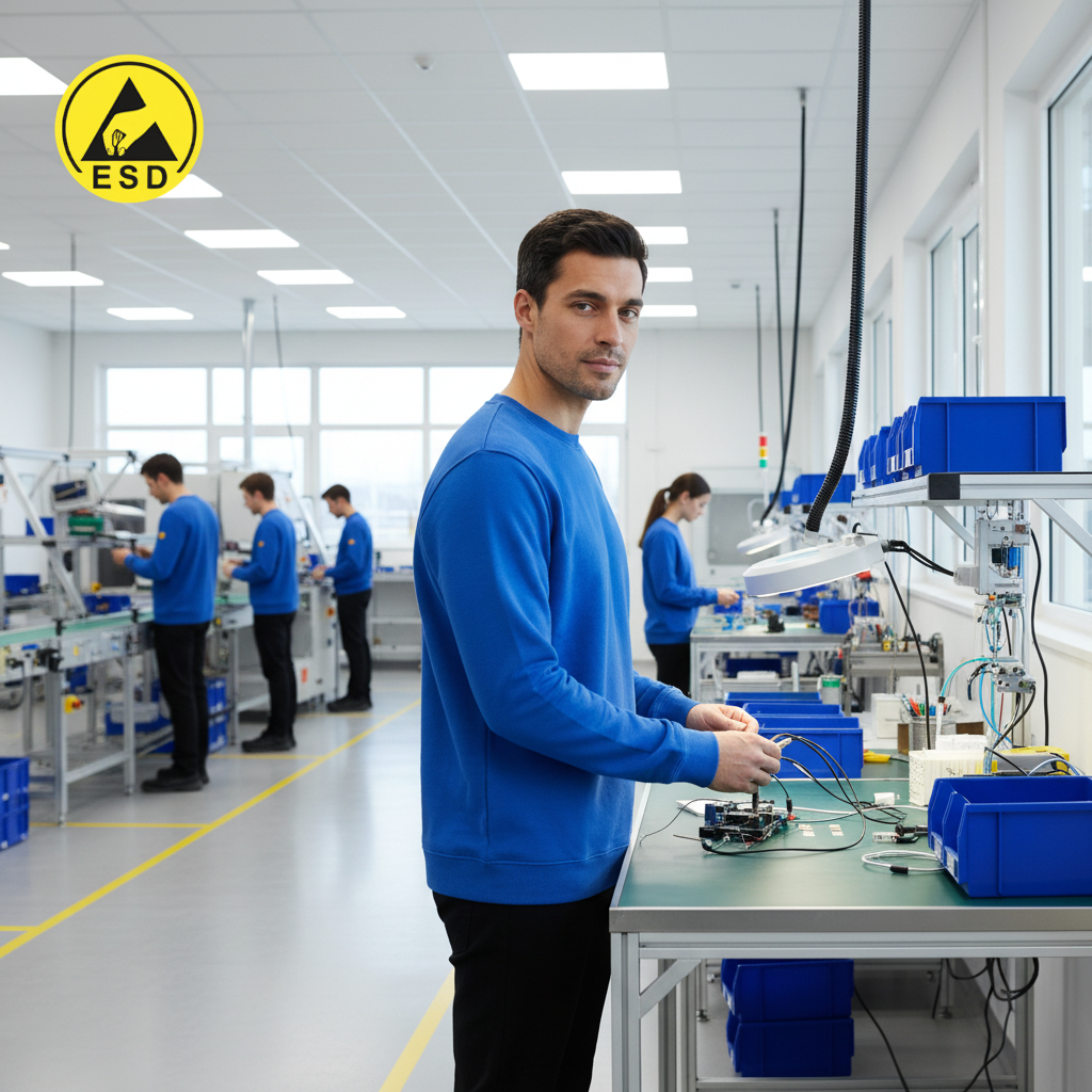 Royal Blue ESD Sweatshirt Terry Lined integrated scene