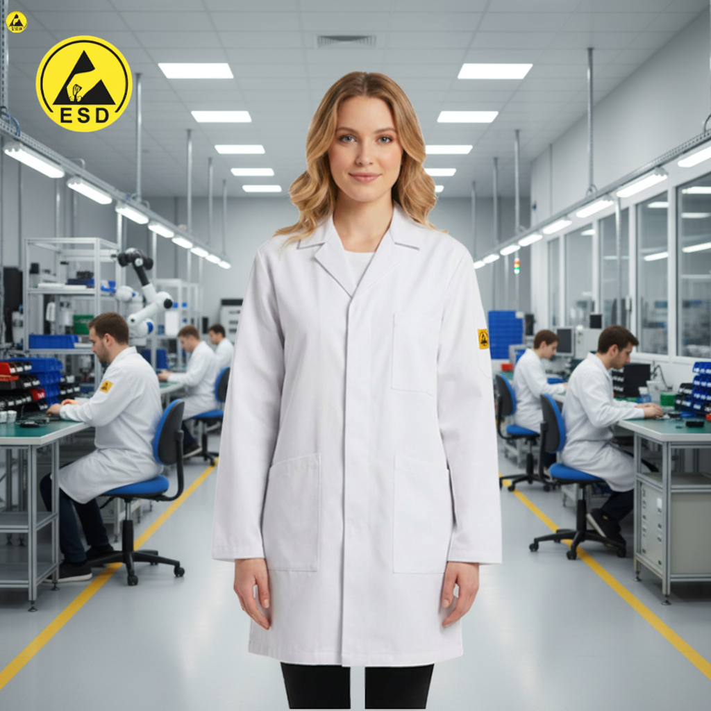 White ESD Lab Coat | Unisex Static Dissipative – Grove Sales – Grove ...