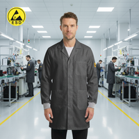 PREMIUM ESD Lab Coat with Cuff (Dark Grey) - UNISEX