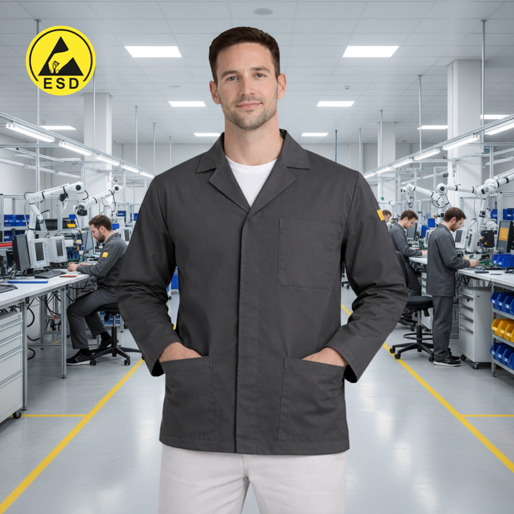 STANDARD ESD Lab Jacket (Dark Grey) in Factory Scene
