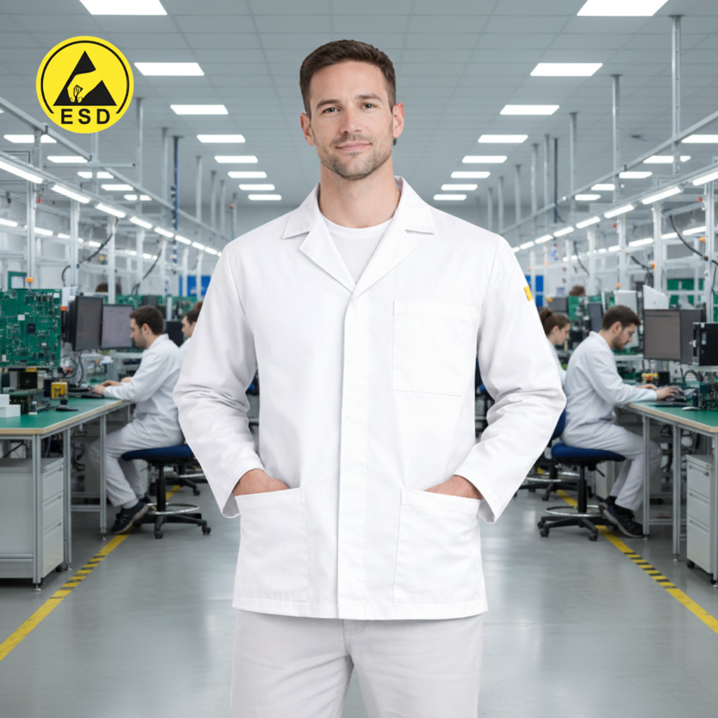STANDARD ESD Lab Jacket (White) in Factory Scene