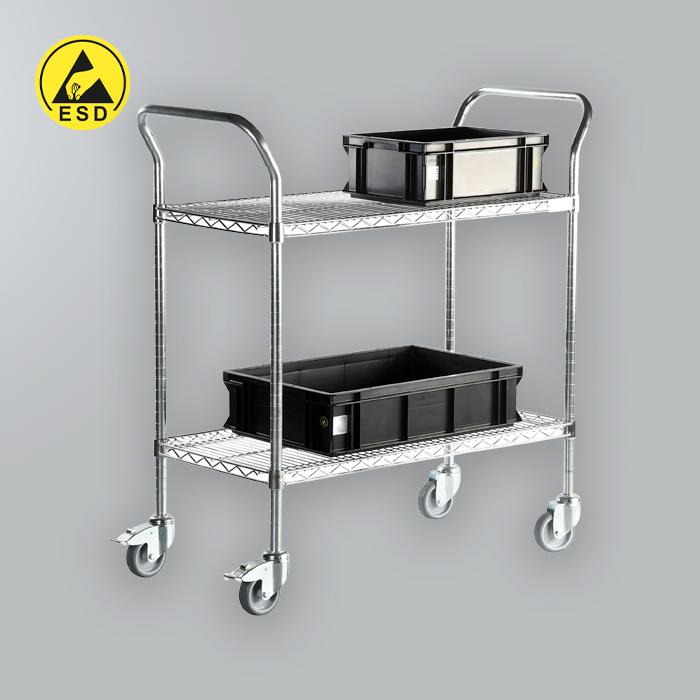 ESD Two Tier Wire Mesh Trolley