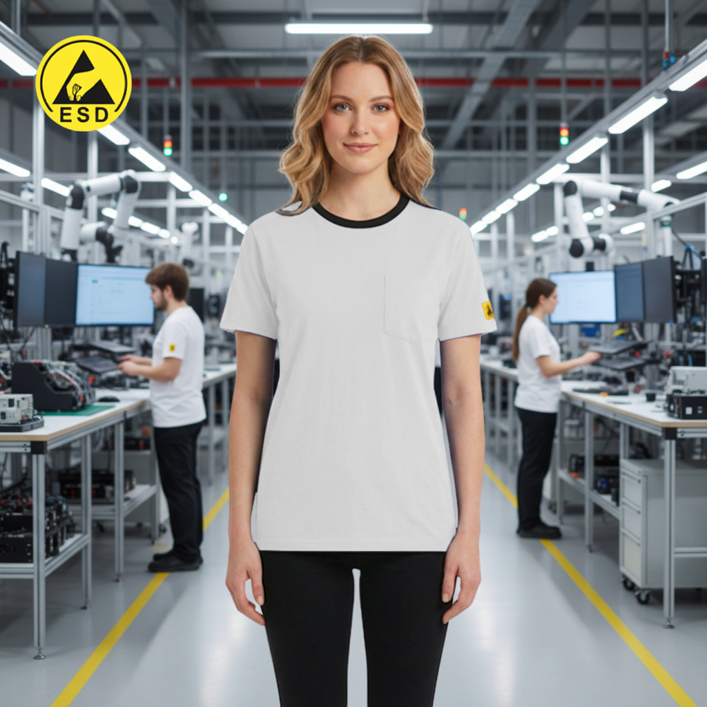 White ESD T-shirt frontal view